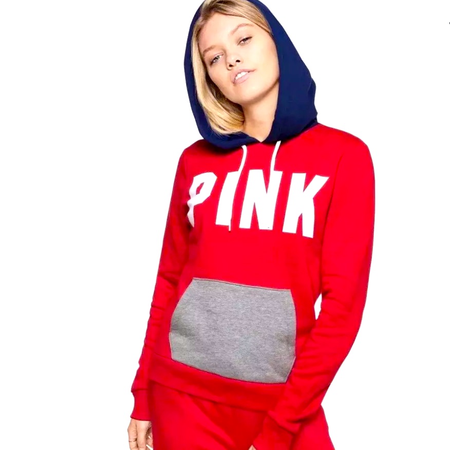 Victoria's Secret Pink Hoodie Red/Blue Colorblock
